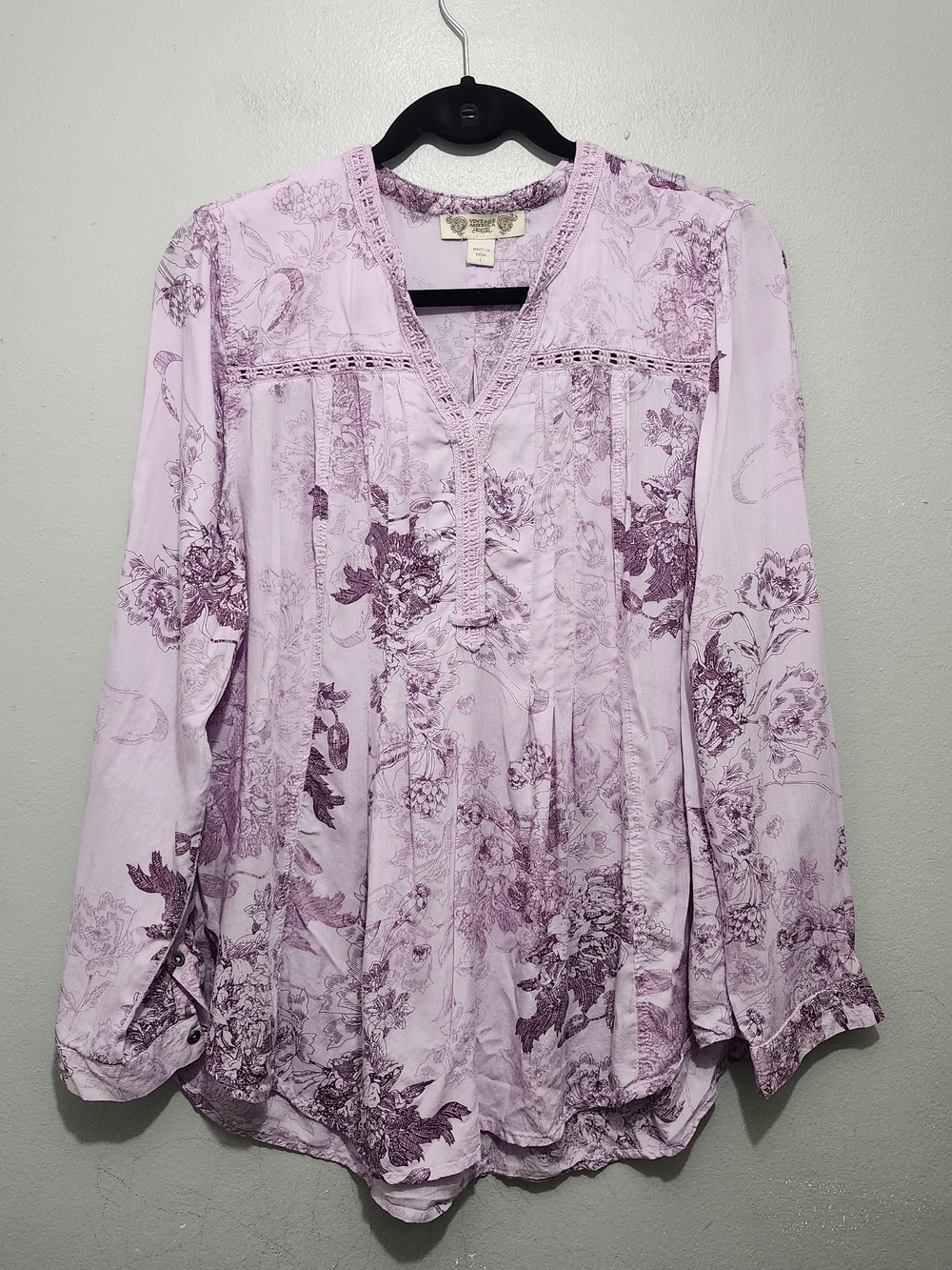 Boho Floral Peasant Blouse - Lavender
